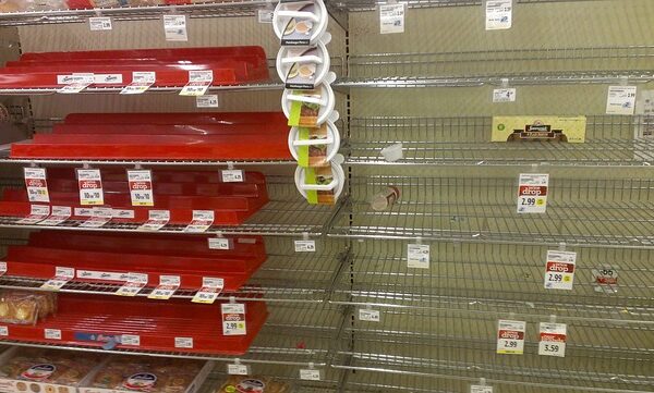 Empty Food shelves.