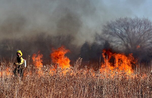 Wildfire in field.