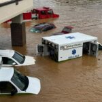 Hospital under flood waters.